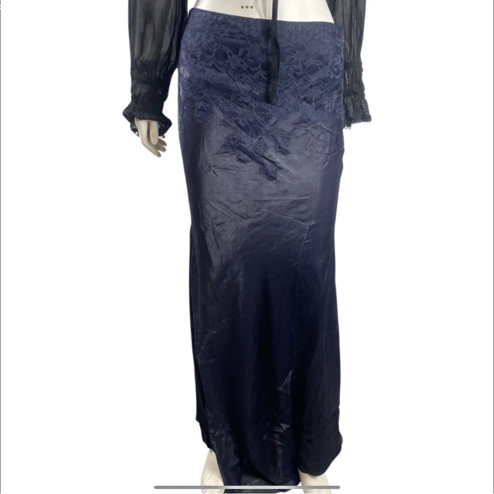 NWOT Free People x Brenda Knight Navy Maxi Satin Skirt w/Lace Top - Small - Picture 4 of 6